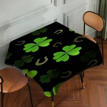 1 Piece Rectangle Waterproof Table Cloth With Four-Leaf Clover Print, Wipe-Clean Reusable Tablecloth Suitable For Outdoor Tables, Picnics, Camping, Dining Tables, Coffee Tables, Desks And Vanity - Ideal For Parties And Holidays