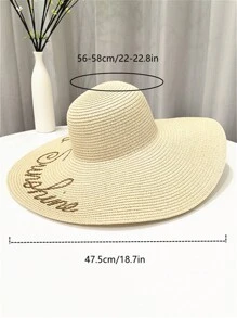 Damen Sommer Boho Pailletten Stickerei Dekor Mode Strohhut mit breiter Krempe und faltbare Sonnenhut, geeignet für Strand, Reise, Outdoor UV-Schutz, täglichen Gebrauch