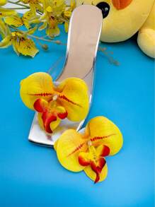 全新可拆卸时尚蝴蝶和亮面薄膜装饰，高品质优雅鞋夹 - 黃色 - 查看 6