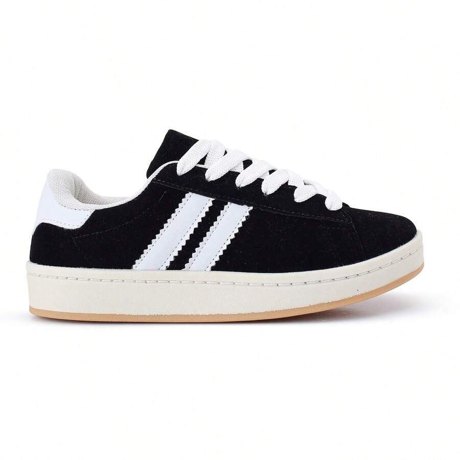 Women's Men's Casual Comfortable Lightweight New Faith Suede Gym Skate Sports Sneaker Walking... - Đen và trắng - Xem 1