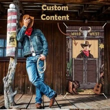 1 st. [Aangepaste Wild West deurbanner] Wild West feestdecoraties Western Cowboy fotohokje rekwisiet West thema deurbanner Rodeo Cowboy achtergrondachtergrond