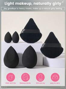 4pcs Makeup Sponges + 2pcs Makeup Powder Puffs, Soft Powder Puff, Dual-Use Powder Puff, Multi-Function Makeup Applicators, Suitable For Powder, Foundation, And Concealer, Fits All Skin Types, Beauty Care Products