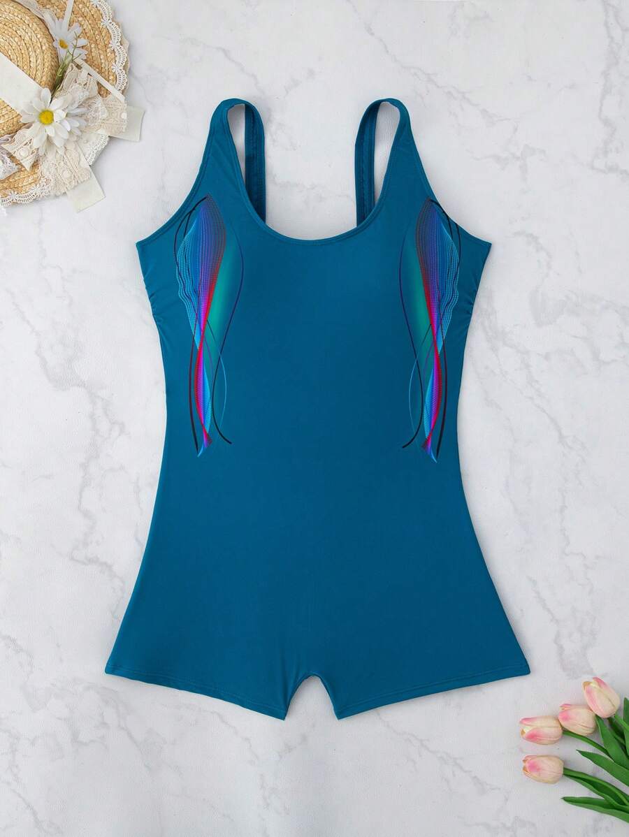 WD VEST Plus Size Swimsuit With Modern Design - Comfort And Style 2025 XX328 - Teal Blue - View 1