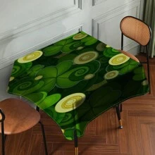 1 Piece Rectangle Waterproof Table Cloth With Four-Leaf Clover Print, Wipe-Clean Reusable Tablecloth Suitable For Outdoor Tables, Picnics, Camping, Dining Tables, Coffee Tables, Desks And Vanity - Ideal For Parties And Holidays