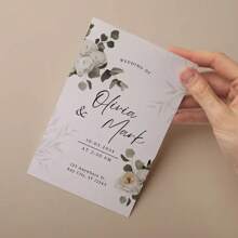 [Elegante Hochzeit] Angepasste schlicht-bohemische Hochzeitseinladung - personalisierter Text, elegantes Blumenmuster, perfekt für Brautjungfern und Hochzeitsgeschenke, geeignet für jeden Empfänger, personalisierte Einladung | moderne Ästhetik | verfeinertes Blattdetail, Hochzeitsdekoration, Schulanfang, Schulbedarf