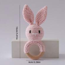 1pc Hand Knitted Rabbit Rattle - Soft Plush Rabbit Ring Toy, Multi-Color Rabbit Baby/Infant Rattle Toy, Baby Sleep Aid Tool, Concentration Training, Easy To Grab Suitable For Infants And Toddlers, Mixed Textile, Promotes Visual And Auditory Development, And Trains Their Grasping Of Baby Toys, Attracts Baby's Attention, Soothing Ringing Sound, Suitable For Nursery Decor, Cognitive Development, Suitable For Easter, Christmas, Birthday And Newborn Gifts, Easter Gift