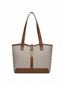 1 Set Large Capacity Tote Bag & Wallet, Fashionable Shoulder Bag For Middle-Aged Women, Autumn/Winter