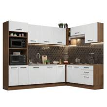 Complete Modular Corner Kitchen Madesa 479cm Agata 01 - Brown and White - View 2