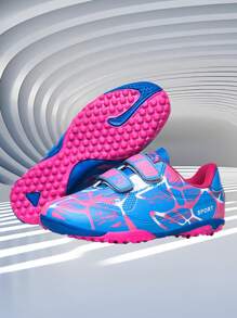 1 par de zapatos de fútbol profesionales para niños, antideslizantes y resistentes a la abrasión, hechos de PU, adecuados para deportes diarios y todo el año - Rosa - Ver 1
