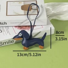 1pc Cute Dachshund Charm Pendant Accessory, Faux Leather Sausage Dog Bag Charm/Keychain, Korean INS Style Car Accessories School Cartoon