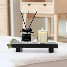1 Pieza, Estantería de baño multifuncional de estilo nórdico en negro con pequeño exhibidor decorativo, estantería de especias de cocina, organizador de mesa, solución de almacenamiento doméstico sencilla, bandeja accesorio de baño, jabonera, alfombrilla de drenaje para encimera, diseño sólido, temática artística