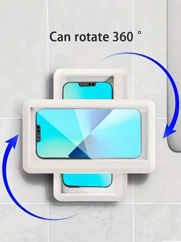 1pc Shower Phone Stand, 360 Rotation, Touch Shower Phone Stand Box Bathroom Bath Waterproof Anti-Fog Phone Stand Kitchen Perforation-Free Storage Rack