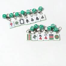 1pc Creative Mahjong Charm Pendant, Simple Backpack Key Chain Decoration, Gift, Daily Accessories, Student Supplies, Chinese Style