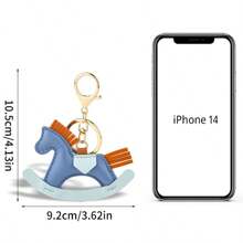1pc Cute Korea Ins Style Mini Horse Pendant Charm, Handmade Leather Carton Rocking Horse Bag/Car Key Chain Accessories Car Accessories Bag Charm Backpack For School