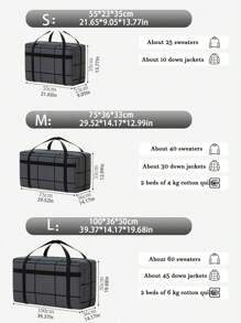 1pc Large Moving Bags With Zippers & Carrying Handles, Heavy-Duty Non-Woven Storage Container, Space Saving Moving Storage And Organization For Bedroom, Home, Closet, Wardrobe, Travel Accessories,Spacious & Portable Heavy-Duty Storage Bag With Zipper And Handles - Ideal For Home, Travel & Closet Organization Bag For School School Accessories School Stuff