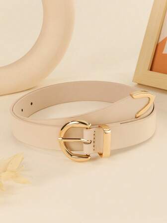 1 pieza Cinturón casual de mezclilla con hebilla en forma de semicírculo, para verano, escuela, otoño, Halloween