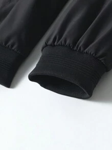 Giacca leggera casual da uomo con colletto a baseball e zip, colore nero, adatta per primavera ed estate, per uso quotidiano, pendolarismo e attività all'aperto