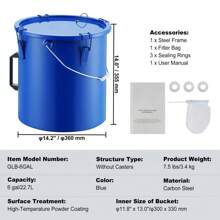 Fryer Grease Bucket 10 6&8 Gal Oil Disposal Caddy Stainless Steel&Carbon Steel Fryer Oil Bucket Rust-Proof Coating Oil Transport Container With Lid Lock Clips Filter Bag For Hot Cooking Oil Filtering Black&Blue - 6 Gal Carbon Steel Blue - View 7