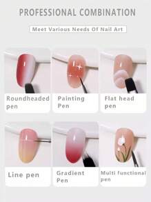 1pc/12pcs Acrylic Nail Brush Set, Professional Nail Brushes For Acrylic Application Acrylic Powder Nail Art Extension And 3D Nail Carving For DIY Home Salon Nail Art Manicure Tool