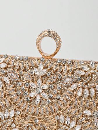 Elegant Women's Crystal Decorated Evening Clutch, Luxury Glittering Box-Shape Handbag Suitable For Weddings, Galas, Formal Events, Party Purse, Women's Top Handle, Shoulder, Crossbody Bag, Perfectly Matching With Prom Dresses For Women, Prom Accessories,Sequin Dress Women,Sparkly Dress,Elegant Dresses For Women, Perfectly Matching With Bridal Party, Prom Bag For Party, Best Choice Elegant Bag For Bridal Shower, Clutch Bag For Wedding, Party Bags,Perfect For Party Wedding Prom Dinner/Banquet Matching With Holiday Party Dress Evening Dress & Sequin Dress , New Year
