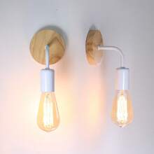 1 pieza Lámpara de pared de madera, Lámpara de pared vintage E27 para mesita de noche, Decoración industrial para comedor y dormitorio - E27 - Ver 5