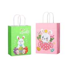 8pcs/Set Easter Bunny Easter Egg Party Paper Handheld Packaging Bag Candy Bag Gift Bag