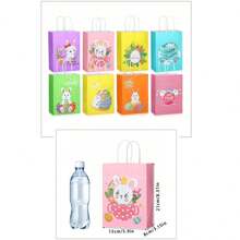 8pcs/Set Easter Bunny Easter Egg Party Paper Handheld Packaging Bag Candy Bag Gift Bag