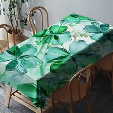 1 Piece Rectangle Waterproof Table Cloth With Four-Leaf Clover Print, Wipe-Clean Reusable Tablecloth Suitable For Outdoor Tables, Picnics, Camping, Dining Tables, Coffee Tables, Desks And Vanity - Ideal For Parties And Holidays