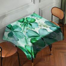 1 Piece Rectangle Waterproof Table Cloth With Four-Leaf Clover Print, Wipe-Clean Reusable Tablecloth Suitable For Outdoor Tables, Picnics, Camping, Dining Tables, Coffee Tables, Desks And Vanity - Ideal For Parties And Holidays