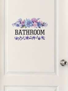 1 件花卉浴室门贴花，防水 PVC 自粘，增强家居装饰的美感，适用于家居装饰、浴室装饰