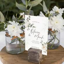 [Elegante Hochzeit] Angepasste schlicht-bohemische Hochzeitseinladung - personalisierter Text, elegantes Blumenmuster, perfekt für Brautjungfern und Hochzeitsgeschenke, geeignet für jeden Empfänger, personalisierte Einladung | moderne Ästhetik | verfeinertes Blattdetail, Hochzeitsdekoration, Schulanfang, Schulbedarf