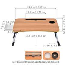 Laptop Bed Table Tray Stand With Cup Holder/Drawer For Bed/Couch/Sofa/Study/Reading/Writing On Low Living Room Floor, Large Portable Foldable Lap Desk Bed Tray For Dining And Laptop - 粉色 - 查看 3