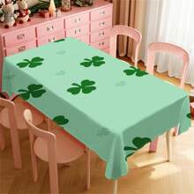 1 Piece Rectangle Waterproof Table Cloth With Four-Leaf Clover Print, Wipe-Clean Reusable Tablecloth Suitable For Outdoor Tables, Picnics, Camping, Dining Tables, Coffee Tables, Desks And Vanity - Ideal For Parties And Holidays