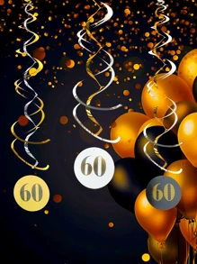 9 peças/Conjunto Bandeirolas Espirais de PVC + Espirais Duplas + Números em Folha, Adequado para Decorações de Festa de Aniversário de 18°/20°/30°/40°/50°, Também Pode Ser Usado para Decorações de Aniversário de 18/20/30/40/50