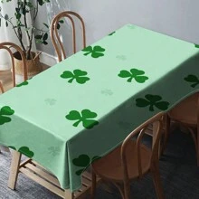1 Piece Rectangle Waterproof Table Cloth With Four-Leaf Clover Print, Wipe-Clean Reusable Tablecloth Suitable For Outdoor Tables, Picnics, Camping, Dining Tables, Coffee Tables, Desks And Vanity - Ideal For Parties And Holidays