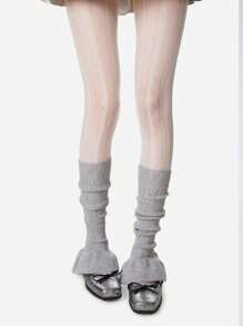 1 Pair Solid Color Casual Polyester Knitted Warm Leg Warmers, Bud-Shaped Leg Sleeves, Y2K, Fashion Blogger Style