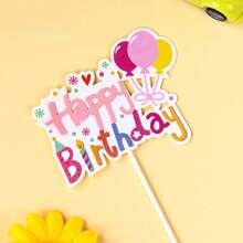 10 piezas Decoraciones para pastel arcoíris de "Feliz cumpleaños", decoraciones de papel para pastel de boda, set de cupcakes, sin electricidad, sin plumas, decoración para hornear