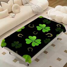 1 Piece Rectangle Waterproof Table Cloth With Four-Leaf Clover Print, Wipe-Clean Reusable Tablecloth Suitable For Outdoor Tables, Picnics, Camping, Dining Tables, Coffee Tables, Desks And Vanity - Ideal For Parties And Holidays