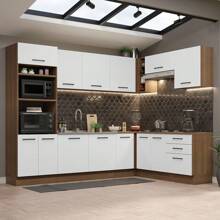 Complete Modular Corner Kitchen Madesa 479cm Agata 01 - Brown and White - View 1