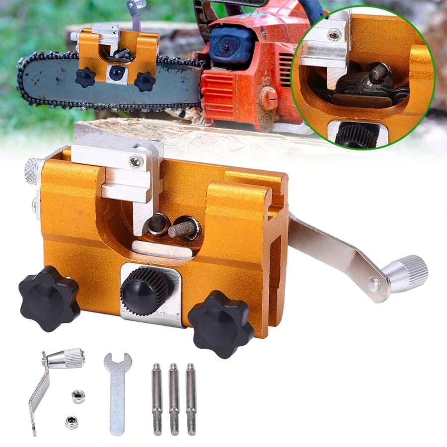 Chain Saw Sharpening Jig, Chainsaws Sharpener Set Tool With Accessories Chainsaw Sharpener Bits, Portable Manual Chainsaw Chain Sharpening Jig Kit For Chain Saws, Keep Chain Saw Sharp - Orange - View 1