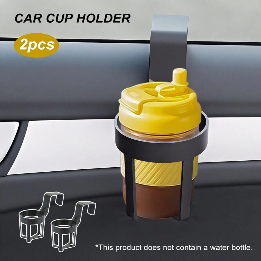 2pcs Plastic Hanging Drink Holder, Vehicle Interior Window Mount Cup Rack For Trucks, Cars - Black - View 1
