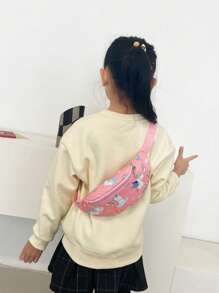 Bolso de cintura/bandolera/pecho con estampado de dibujos animados lindos para niños, de uso informal