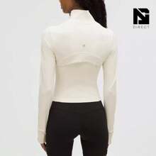 Lululemon Define Cropped Jacket Nulu-For Yoga Gym Running-Sweat-Wicking-Yoga-All Seasons Sport-Spring/Summer-Autumn/Winter-Prefect Thanks Giving Day & Chrismas Gift - Light Ivory/Gold - 查看 3