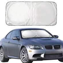2 perillas plateadas para parasol de coche, plegable, cortina parasol para parabrisas delantero de auto, para uso en verano