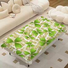 1 Piece Rectangle Waterproof Table Cloth With Four-Leaf Clover Print, Wipe-Clean Reusable Tablecloth Suitable For Outdoor Tables, Picnics, Camping, Dining Tables, Coffee Tables, Desks And Vanity - Ideal For Parties And Holidays