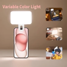 Luce selfie portatile per videoconferenze con molletta per telefono e fotocamera, luce a LED molletta-on per videoconferenze, 3 modalità di illuminazione, ricaricabile, portatile, adatta per laptop/telefoni/tablet/chiamate Zoom/trucco, adatta per selfie e live streaming, luce portatile