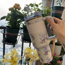 Compatible With Cup Rose Garden&Valentine's Day Gift Collaboration Stainless Steel Water Bottle Double Wall Vacuum Insulated Portable Drinking Cup Travel Iced Coffee Cup Summer Water Dispenser With Handle And Straw, Perfect For Travel, Home, Office, Summer Drinking, Ice And Hot Drinks, Gift - 40oz - View 15