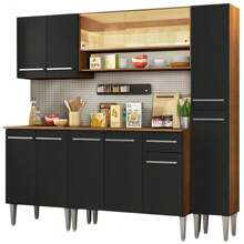 Cocina Integral Completa Modular Madesa Emilly Sky Con Encimera Color Marrón/negro - Marrón y negro - Ver 2