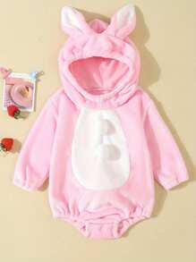 Unisex Baby Flannel Romper Animal  Costume Hooded Cartoon Outfit Suit Baby Halloween Costumes Cute Animal Outfit Funny Monster Costume Halloween Gifts For Infant Toddler Kids - Pink - View 1