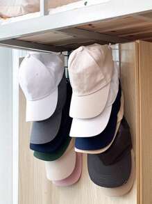 1pc Wall Mounted Hat Organiser, Iron Storage Hanger With 6 Hooks, Portable Multi-Functional Storage Hanger, Over The Door Hat Rack, Wardrobe Cabinet Organiser, Suitable For All Types And Sizes Of Hats - Multicolor - View 7